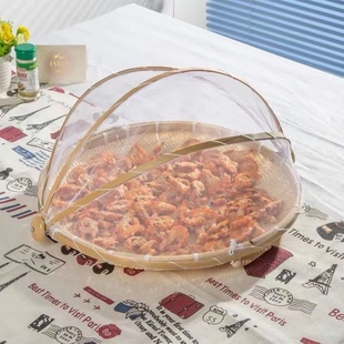 竹编制品带网罩家用防蝇竹篮收纳筐农家馒头筐水果篮簸箕有盖晒盘