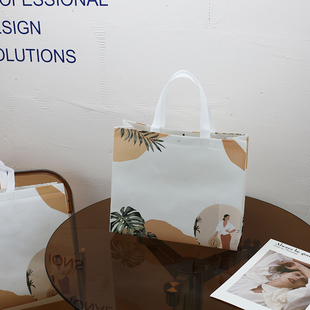 新款清新沙滩覆膜无纺布袋袋子简约高颜值男女装袋子定制防水加厚