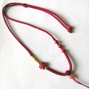 本命年翡翠项链金刚结金珠手工编制高货蜜蜡朱砂用挂绳