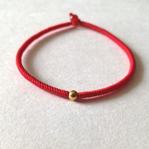 本命年999足金光面红绳手链