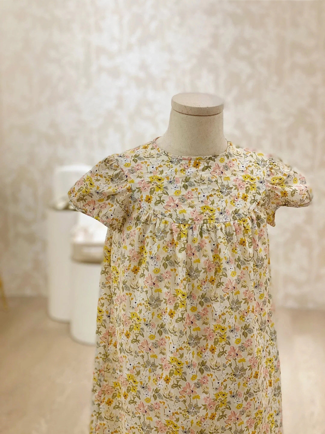 清仓夏季新款女童连衣裙樱桃黄色短袖碎花纯棉女孩休闲法式连衣裙