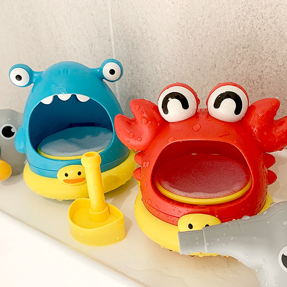 新款戏水玩具儿童洗澡玩具吹泡泡螃蟹浴室鲨鱼泡沫制造机