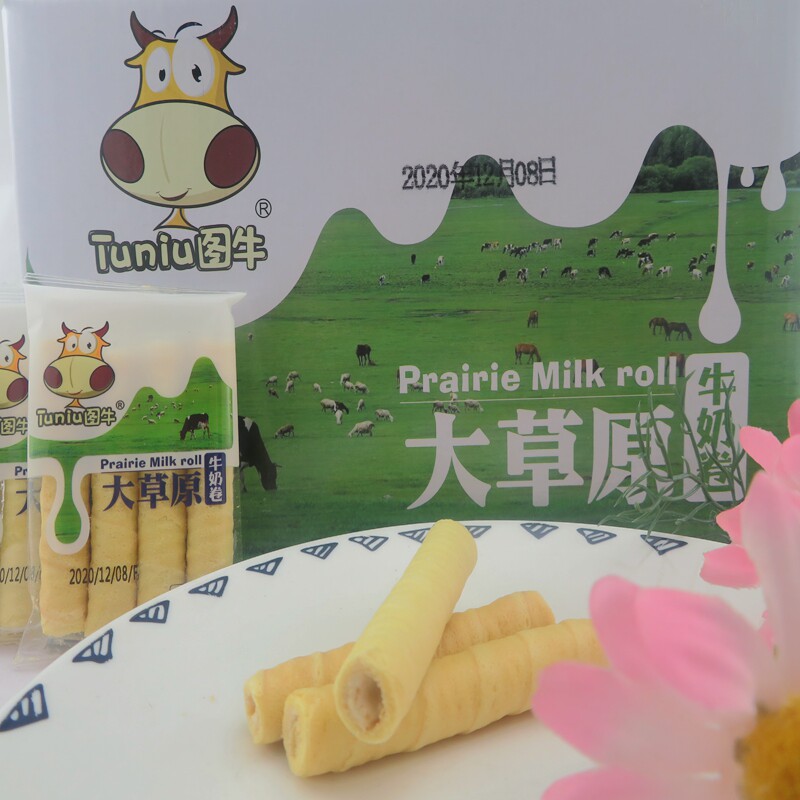 新货现货图牛大草原牛奶味卷心酥独立包装休闲零食多省包邮净重
