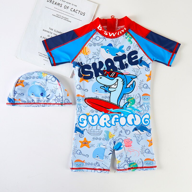 连体儿童泳衣21年新款夏季沙滩防晒速干男孩男童小中大童ins 泳装