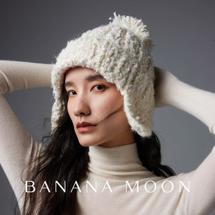 一帽入冬高时髦 手作高阶定纺白色羊毛针织帽厚款慵懒球球护耳帽