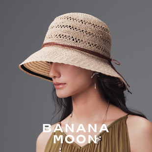不闷头镂空_菲律宾原生蕉麻_清凉透气宽沿草帽经典圆顶遮阳仿晒帽