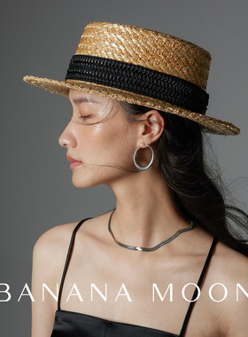 老钱经典复古花式编织平顶草帽非遗限定春夏天然麦秆boater礼帽