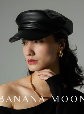 HATSUP复古CHIC小羊皮海军帽秋冬英伦百搭文艺真皮报童帽女款帽子