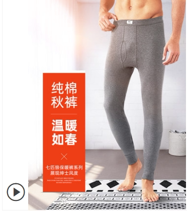 七匹狼秋裤男士薄款保暖全棉中老年人纯棉毛裤春秋季内穿衬裤线裤