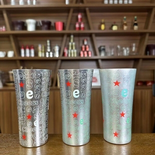 啤酒杯冷变铝杯金属杯网红变色杯收藏装饰品海尼根喜力星银杯冰桶