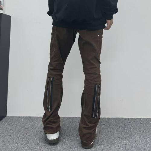 VUJADE VD伐木裤背后拉链牛仔工装裤kenijima款高街美式牛仔裤男