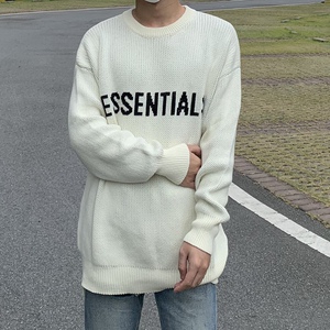 正确版FOG复线Essentials宽松圆领针织毛衣针织衫纯色字母情侣款