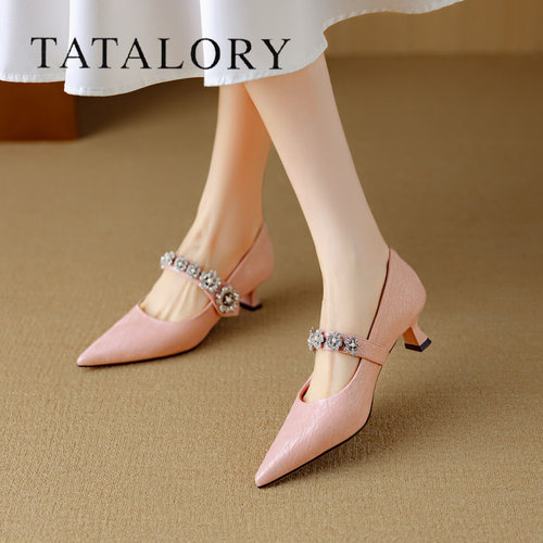 TATALORY法式一字带浅口尖头单鞋
