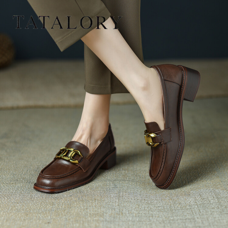 TATALORY女鞋金属复古单鞋休闲