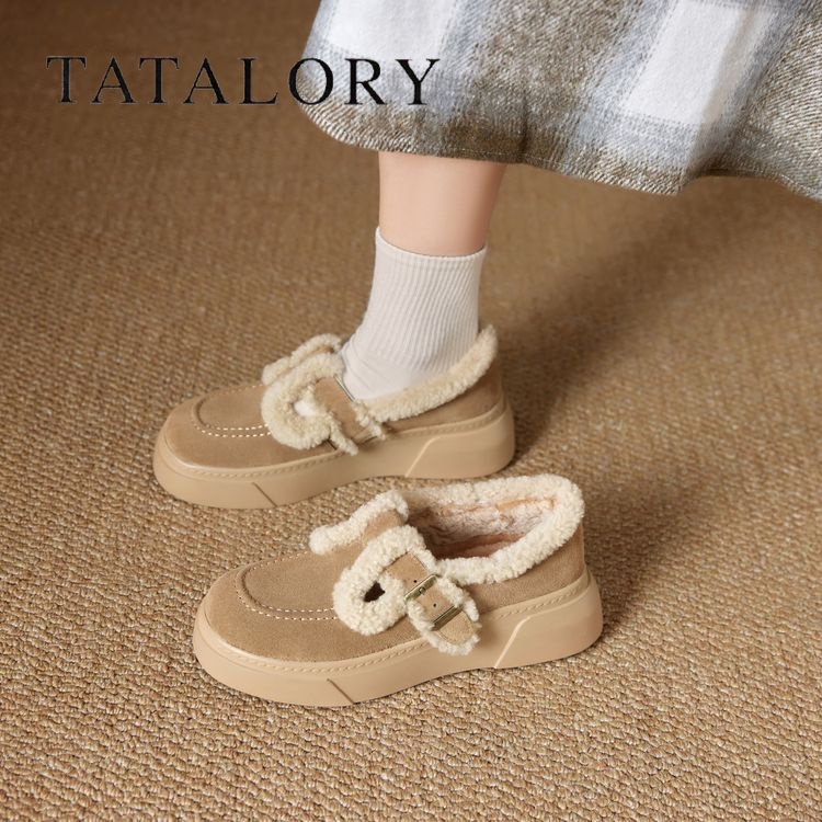 TATALORY冬季加绒加厚毛毛鞋女