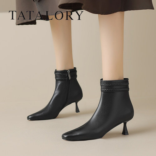 TATALORY女鞋秋冬真皮短靴