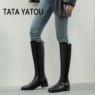 不过膝平底长筒靴小个子高筒骑士靴女 新款 LORY联名女鞋 TATA