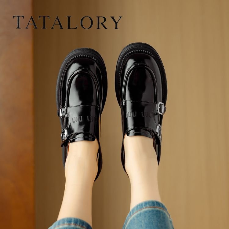 TATALORY女鞋真皮圆头舒适平底乐福鞋女英伦深口一脚蹬小皮鞋单鞋,女鞋,深口单鞋,淘宝优惠券,粉丝福利购,淘宝优惠卷
