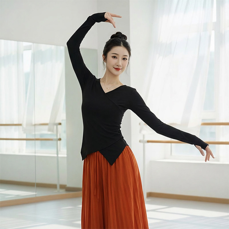 现代舞蹈服女练功长袖上衣飘逸中国古典形体成人新款服装跳舞日常,运动/瑜伽/健身/球迷用品,现代舞服装,淘宝优惠券,粉丝福利购,淘宝优惠卷