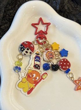 可爱卡通星星人手机挂件ccd链条小巧短链钥匙扣包包挂件耳机吊坠