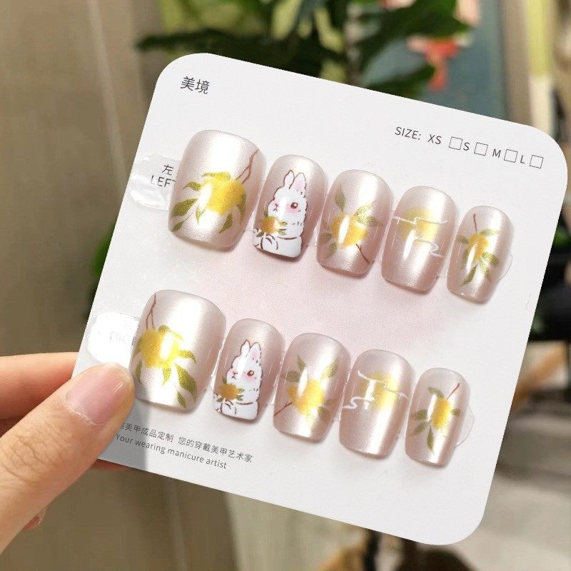 2026年新款儿童美甲穿戴甲感短款月桂兔猫眼30片装假指甲贴片,彩妆/香水/美妆工具,美甲工具,淘宝优惠券,粉丝福利购,淘宝优惠卷