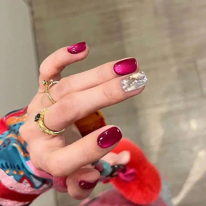 手工儿童美甲穿戴甲感短款火龙果色猫眼满钻指甲贴2026年新款,彩妆/香水/美妆工具,美甲工具,淘宝优惠券,粉丝福利购,淘宝优惠卷
