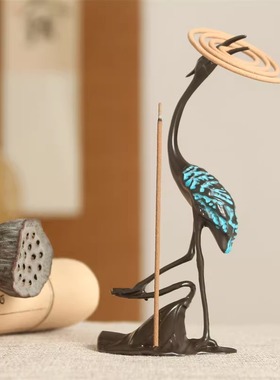 香插沉香檀香炉盘香炉禅意仙鹤香炉摆件家用室内线香插线香