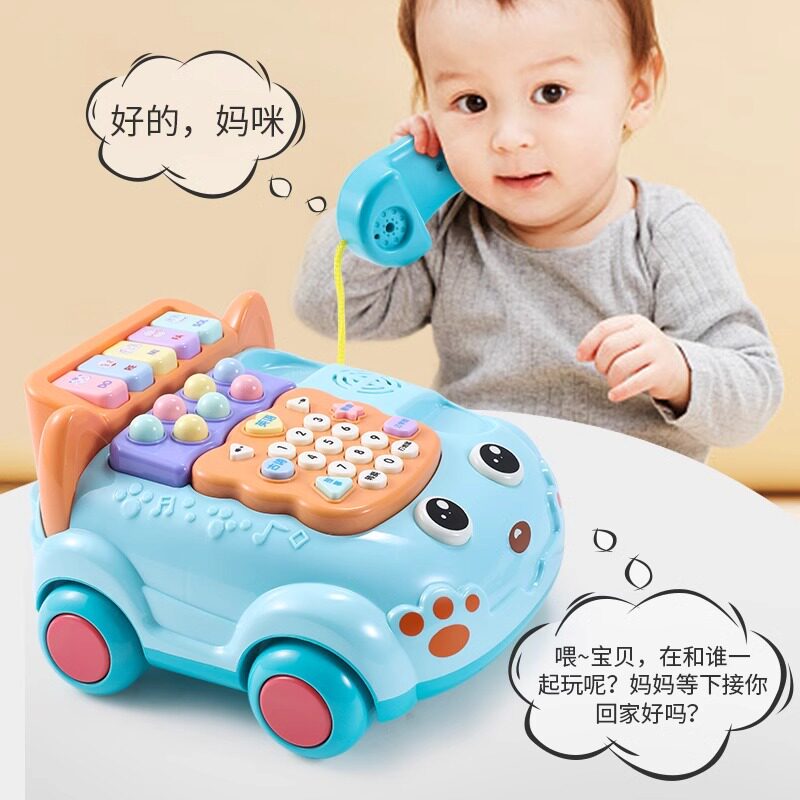 婴儿童玩具仿真电话机座机幼儿宝宝音乐手机益智打地鼠早教玩具