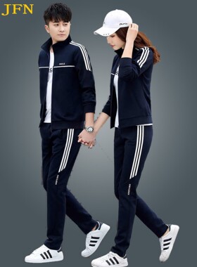 2026新款情侣运动套装春秋款男女韩版宽松开衫休闲三件套男运动服