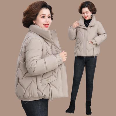 中年妈妈冬季羽绒棉服短款洋气中老年人女款秋冬装外套大码50多岁