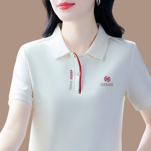 翻领短款t恤女夏装2026新款时尚正肩上衣运动POLO衫显瘦体恤小衫