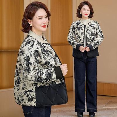 妈妈秋装2025新款夹棉外套洋气中老年女秋冬季羽绒棉服轻薄小棉袄
