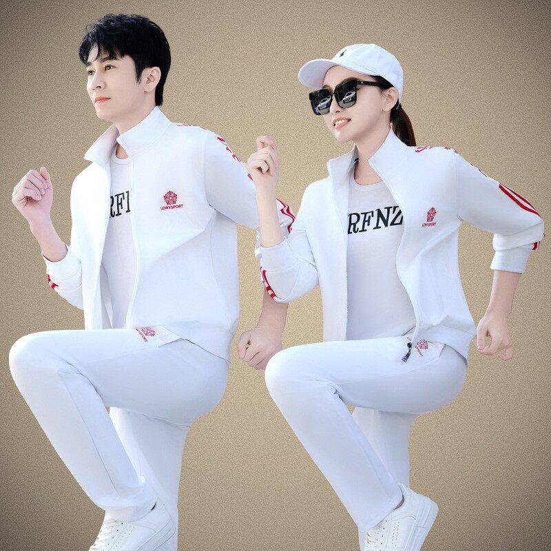情侣运动套装春秋2026新款时尚显瘦休闲卫衣三件套男女跑步运动服