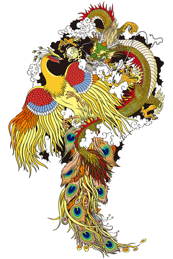龙凤呈祥吉祥如意喜事临门恭喜发财海报制作房间装饰画贴画R2706