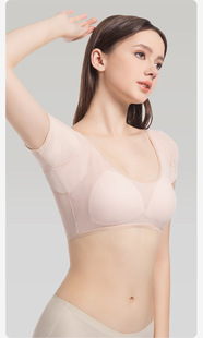 出口春夏女腋下吸汗垫内衣背心带胸垫半截短袖 t恤带胸垫腋下吸汗