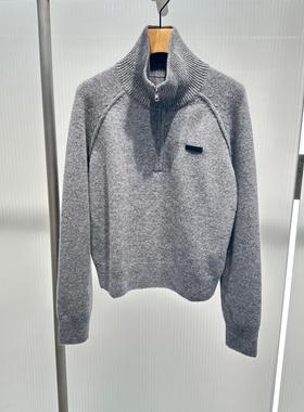 艾诺丝2025年秋冬新款半拉链立领长袖针织衫女上衣AR804117