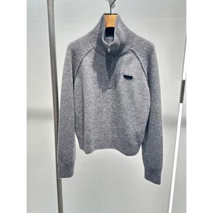 艾诺丝2025年秋冬新款半拉链立领长袖针织衫女上衣AR804117