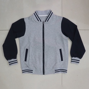 上海浦东来图定制春秋款中小学生纯棉校服浅灰色上衣外套运动班服