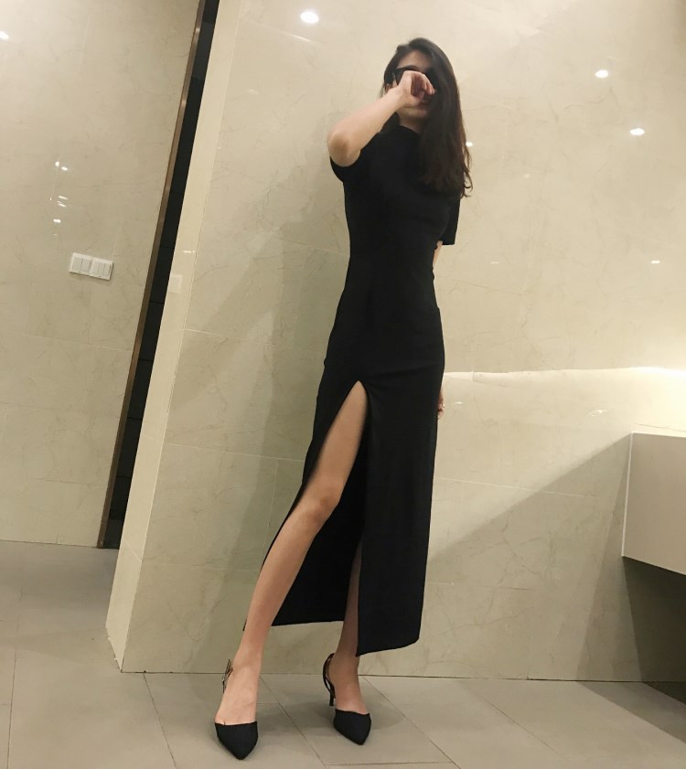 特价大码复古棉质改良旗袍开叉长裙小机心立领修身短袖连衣裙605