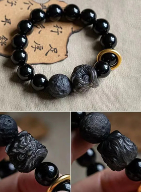 新中式醒狮手串珠子手链ins小众设计高级感男女生款小狮子新款