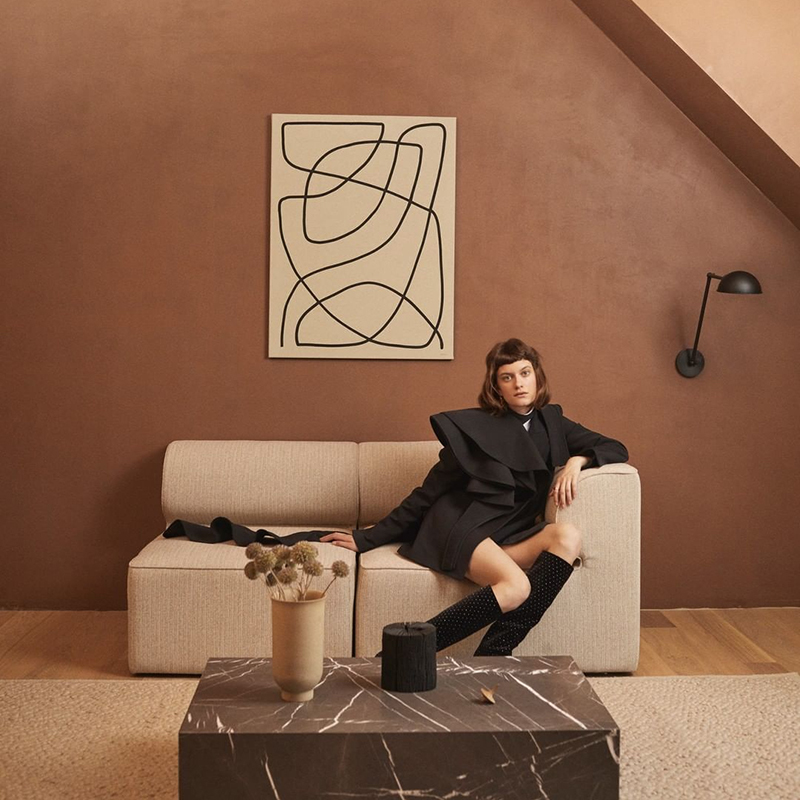 menueave丹麦进口客厅矮凳布艺