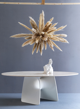 意大利Fasem Lux圆餐桌Travertine洞石桌面天然石材