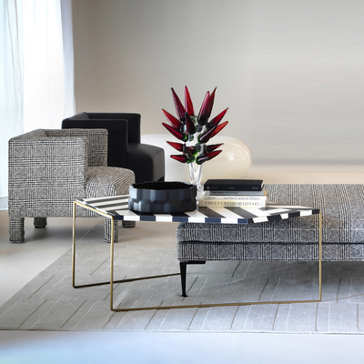 意大利 Driade Zagazig 黑白条纹几何图案茶几边几沙发边桌角几