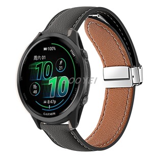 适用佳明FR970/570运动腕表带venu3磁吸扣2Plus牛皮active6/5真皮