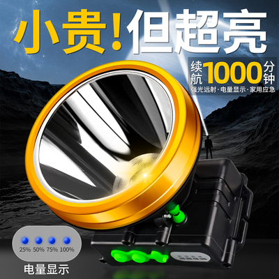 强光超亮头灯头戴式充电手电筒