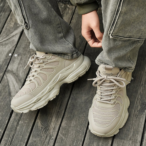 2025秋冬潮男休闲厚底老爹鞋简约轻便软底保暖运动鞋户外登山鞋子