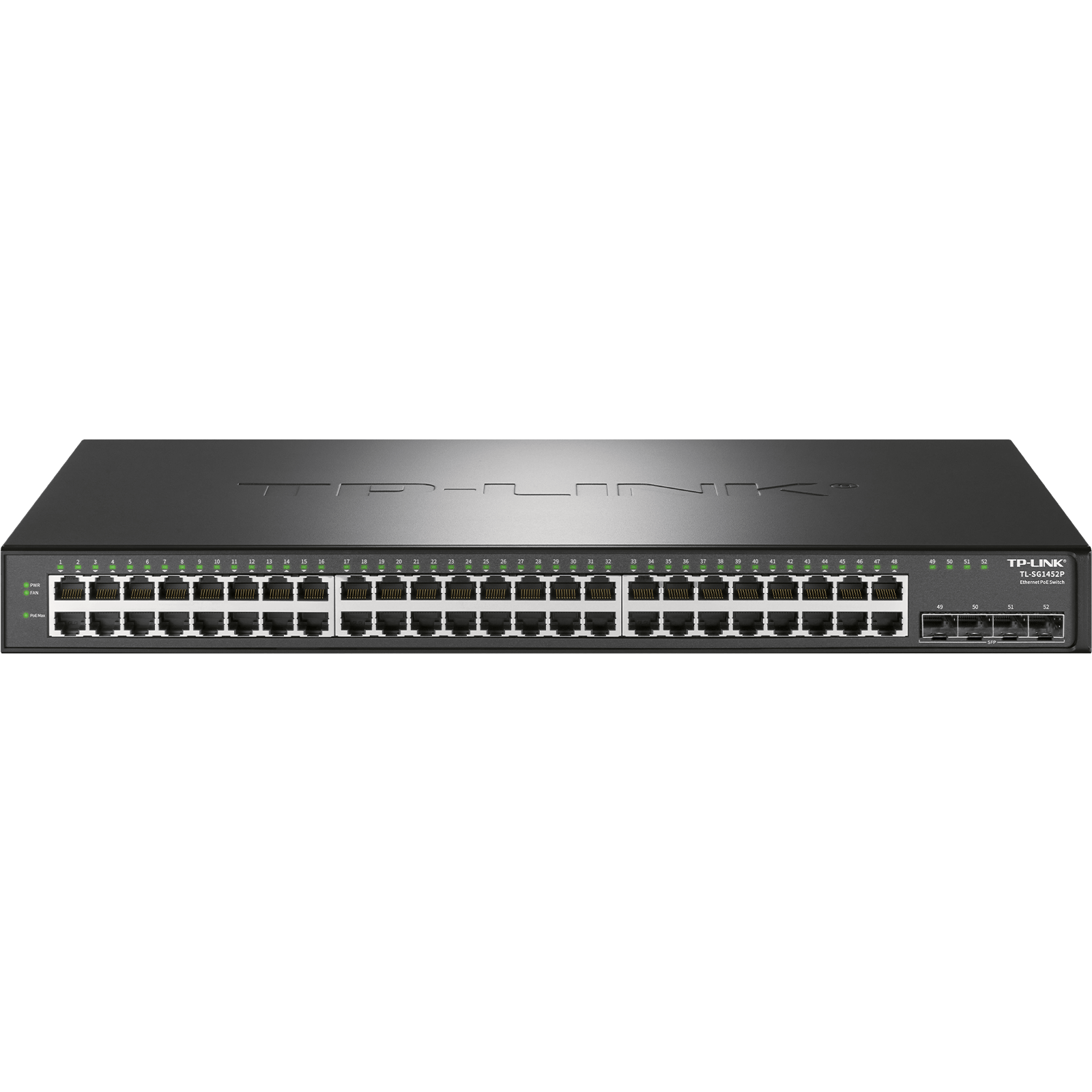 普联TP-LINK TL-SG1452P 千兆48口网络PoE交换机48GE(PoE)+4SFP光口机架式1000M分线分流无线AP监控PoE供电器