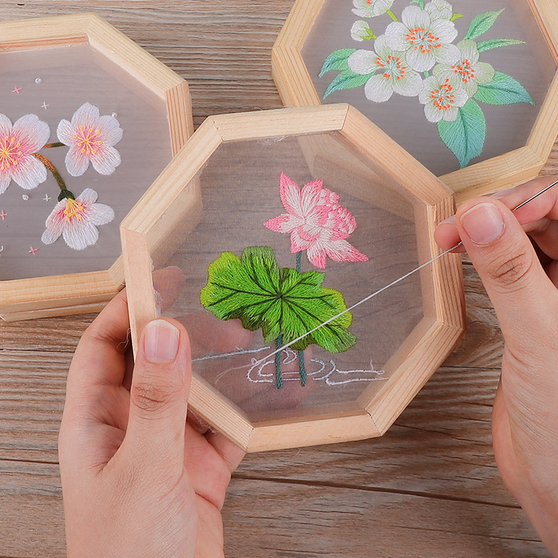 刺绣diy材料包古风摆件屏风框