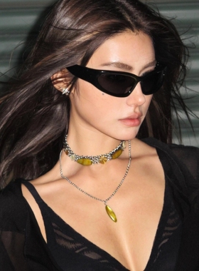 欧美超酷y2k骑行黑色墨镜男女款潮防风登山运动镜夏季防晒太阳镜p