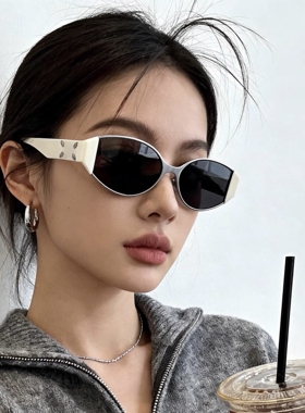 2026新款金属猫眼白色墨镜女复古老钱风高级感防紫外线太阳眼镜潮